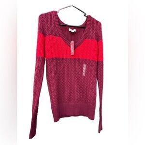 Arizona Jean Co. Colorblock Cable Knit Sweater NWT XL